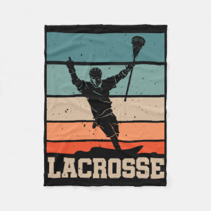 Retro Lacrosse Player Lax Stick Lacrosse Team Fleece Blanket