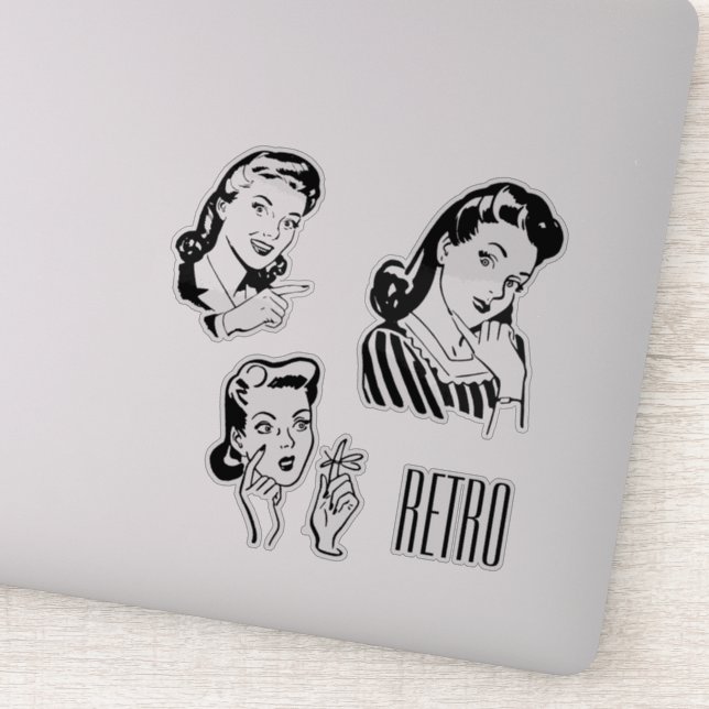 Retro Ladies Custom-Cut Vinyl Sticker (Detail)