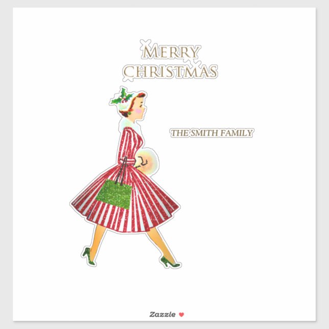 Retro lady and christmas  sticker (Sheet)