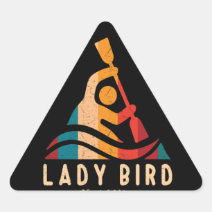 Retro Lady Bird Kayaking Triangle Sticker