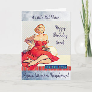 Retro Lady Birthday Card for Him