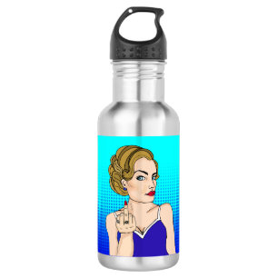Retro Lady Flipping the Bird  532 Ml Water Bottle