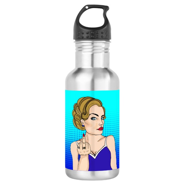 Retro Lady Flipping the Bird  532 Ml Water Bottle (Front)