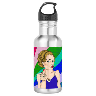Retro Lady Flipping the Bird    532 Ml Water Bottle