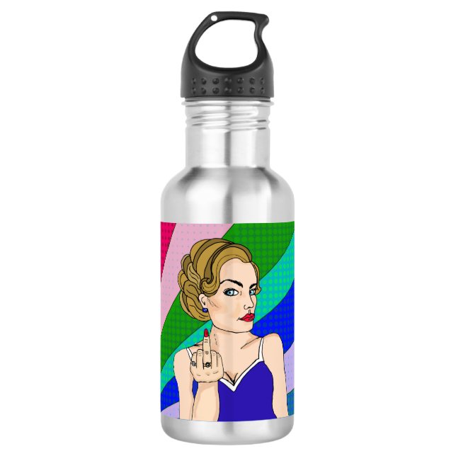 Retro Lady Flipping the Bird    532 Ml Water Bottle (Front)
