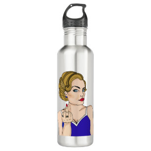 Retro Lady Flipping the Bird   710 Ml Water Bottle