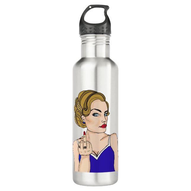 Retro Lady Flipping the Bird   710 Ml Water Bottle (Front)