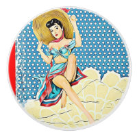Retro Lady in Sunhat Vintage