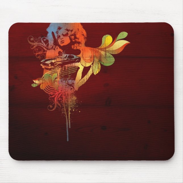 retro lady mouse mat (Front)