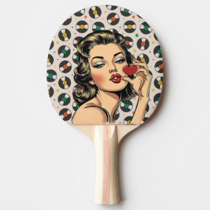 Retro Lady Ping Pong Paddle