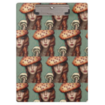 retro lady trippy mushroom lovers clip board