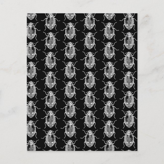 Retro Ladybug Art Print Pattern Ladybugs on Black (Front)