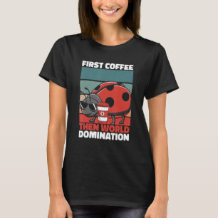 Retro Ladybug Coffee Sunglasses Entomology Vinta T-Shirt