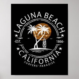 Retro Laguna California Surfing Beach Men Women Poster
