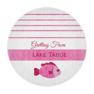 Retro Lake Adventure Pink Fish Vintage Design Cutting Board