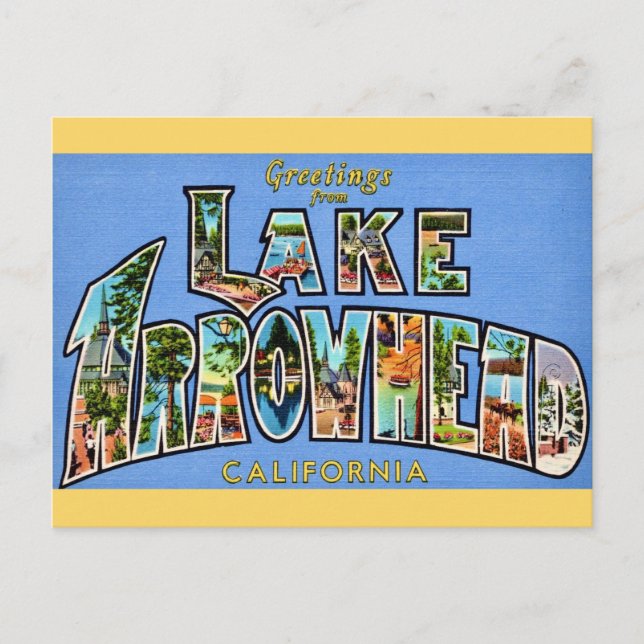 Retro Lake Arrowhead  Postcard (Front)