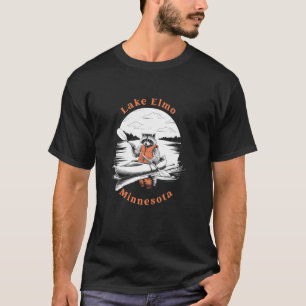 Retro Lake Elmo Minnesota Cute Kayaking Racoon T-Shirt