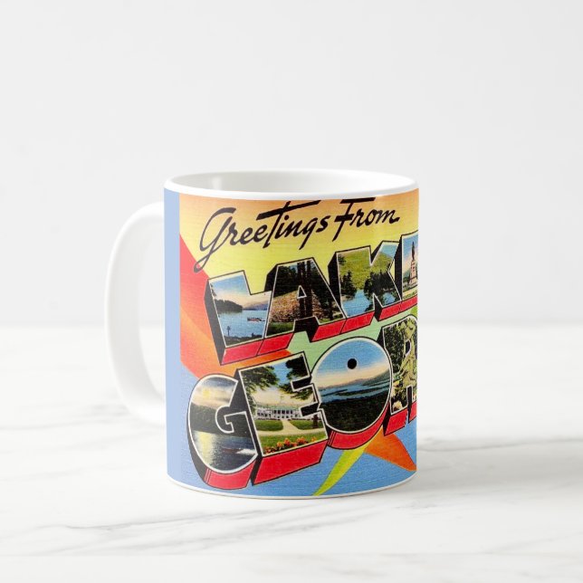 Retro Lake George Postcard Mug (Front Left)
