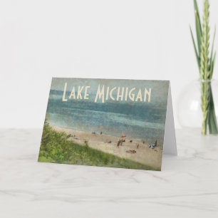Retro Lake Michigan Shoreline Beach Greeting Card