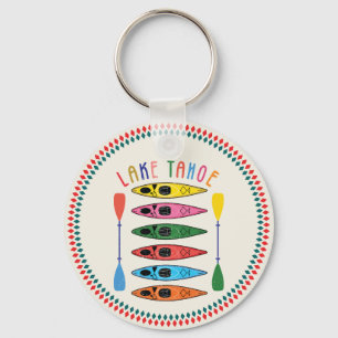 Retro Lake Tahoe Kayaking Key Ring