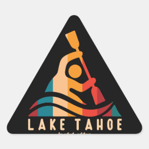 Retro Lake Tahoe Kayaking Triangle Sticker