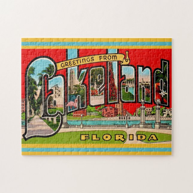 Retro Lakeland Florida Jigsaw Puzzle (Horizontal)