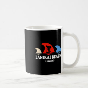 Retro Lanikai Beach Hawaii Surfboarding Coffee Mug