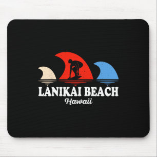 Retro Lanikai Beach Hawaii Surfboarding Mouse Mat