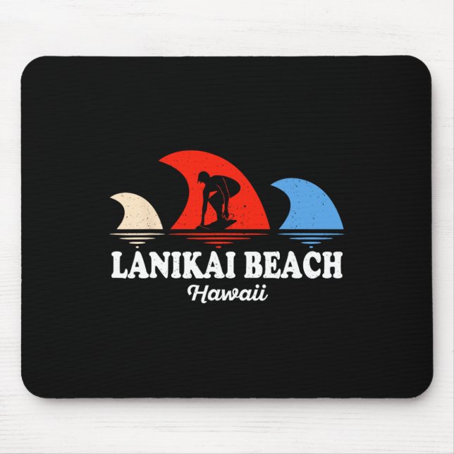 Retro Lanikai Beach Hawaii Surfboarding  Mouse Mat (Front)