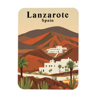 Retro Lanzarote Spain Travel Souvenir Magnet