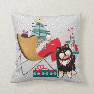 RETRO LAPPY HOLIDAYS Finnish Lapphund Cushion