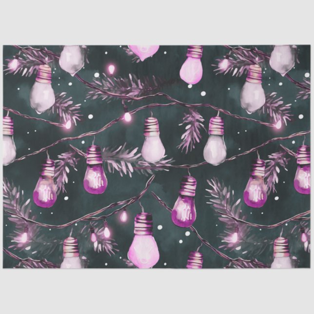 Retro Large Christmas Lights Strings Christmas Tissue Paper (Front)