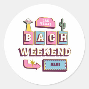 retro las vegas bachelorette classic round sticker