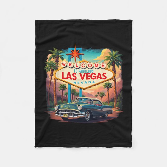 Retro Las Vegas Nevada Las Vegas Souvenir Vacation Fleece Blanket (Front)