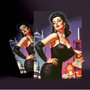 Retro Las Vegas Pin-up Postcard