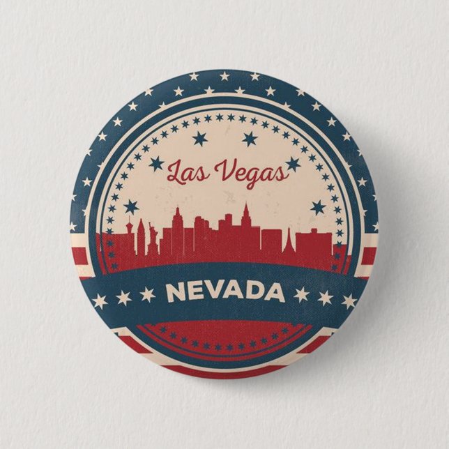 Retro Las Vegas Skyline 6 Cm Round Badge (Front)