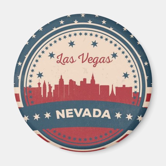 Retro Las Vegas Skyline Magnet (Front)