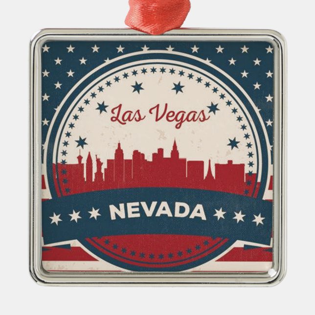 Retro Las Vegas Skyline Metal Tree Decoration (Front)