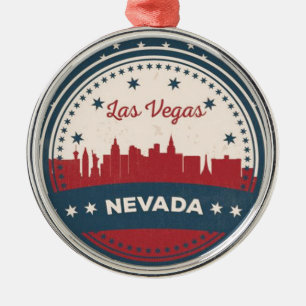 Retro Las Vegas Skyline Metal Tree Decoration