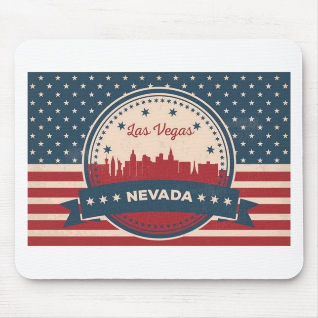 Retro Las Vegas Skyline Mouse Mat (Front)