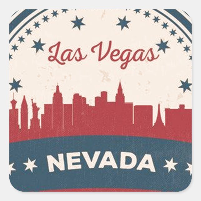 Retro Las Vegas Skyline Square Sticker (Front)