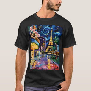 Retro Las Vegas Van Gogh Style Casino Night City  T-Shirt