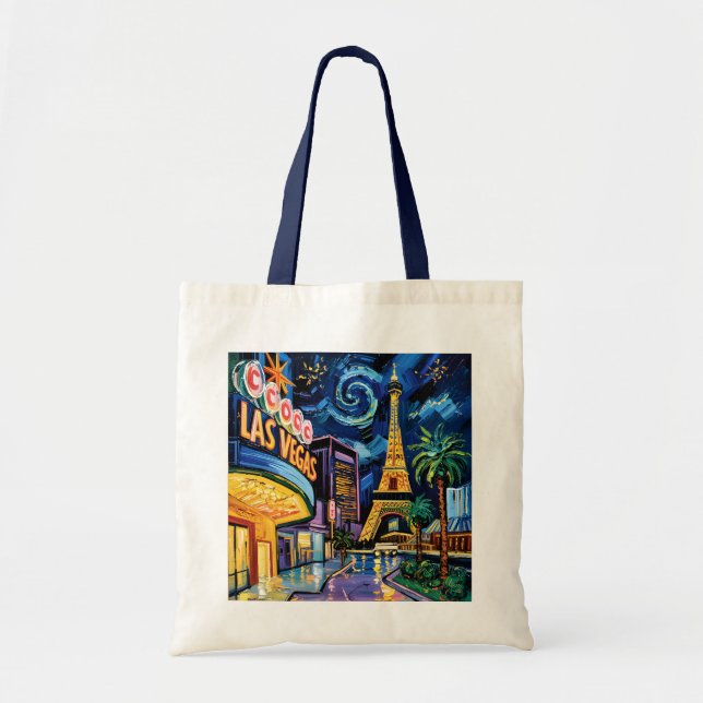 Retro Las Vegas Van Gogh Style Casino Night City  Tote Bag (Front)