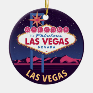 Retro Las Vegas Welcome Sign Ceramic Tree Decoration