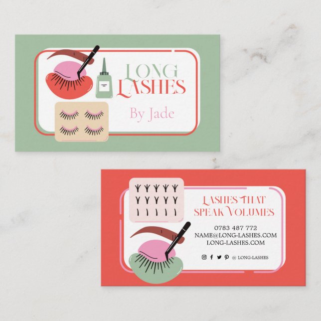Retro Lash Extension Lashes Beautician Beauty Business Card (Front/Back)