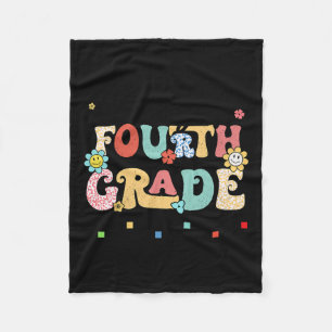 Retro Last Day Of Fourth Grade Kids Senior 2024 Gr Fleece Blanket