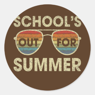 Retro Last Day Of School Schools Out For Summer Classic Round Sticker