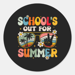 Retro Last Day Of School's Out For Summer Teacher Classic Round Sticker