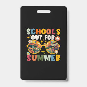 Retro Last Day of School's Out For Summer Teacher  ID Badge
