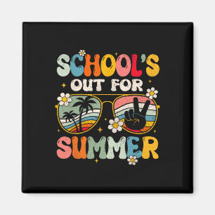 Retro Last Day Of School's Out For Summer Teacher Magnet